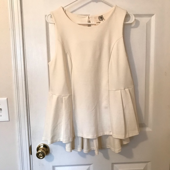 NWT Anthropologie Everleigh Rama Peplum Top Ivory Women’s Size Medium - Picture 2 of 7